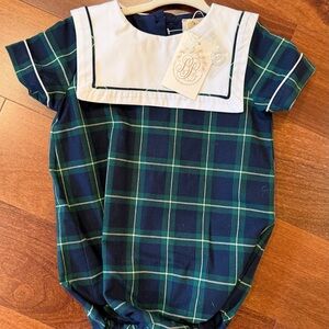 The Beaufort Bonnet Company Navy and Green Plaid One Piece